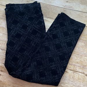 One 5 One Pullon Pants Black-on-Black Design Detail in Suede-like Pattern XL EUC
